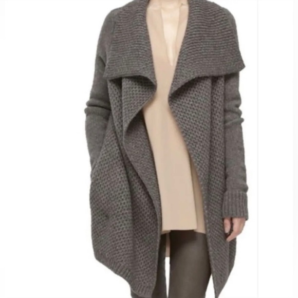 VINCE Size S Gray Honeycomb Yak Wool Sweater Cardigan Jacket MSRP $485 - Picture 2 of 12